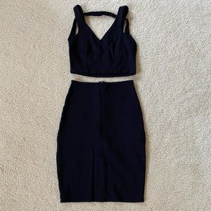 Lulu’s Black Bodycon 2 piece Set Dress Sz Small